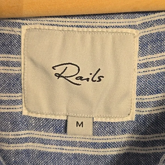 Rails Angelina Linen Rayon Cascade Pin Striped Smocked Waist Mini Dress NWOT - Picture 14 of 16